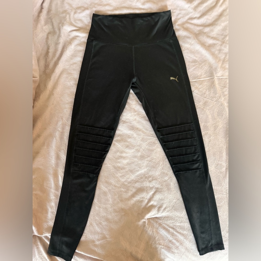 PUMA Ribbed Athletic Tights – Black – Size Small